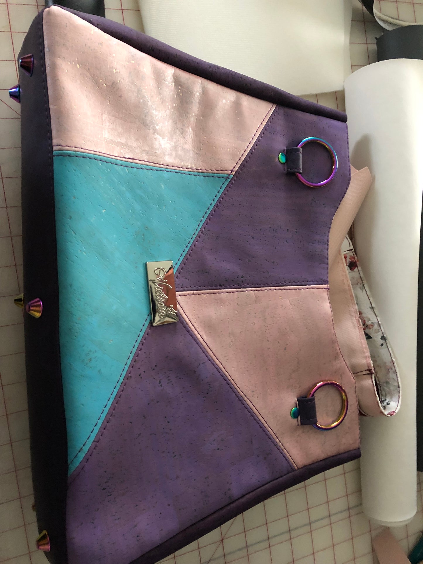 Large Cork multi color large tote bag