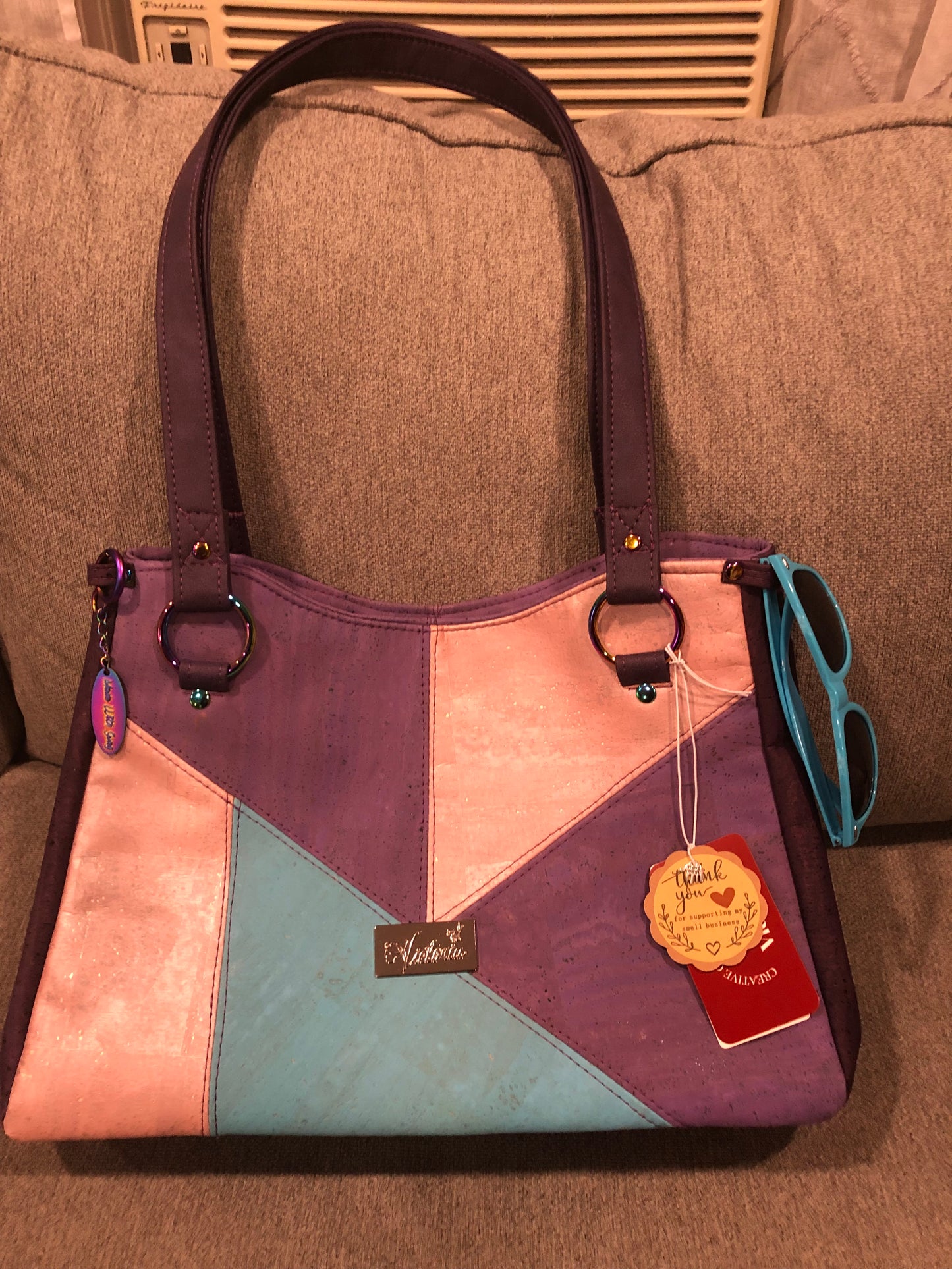 Large Cork multi color large tote bag