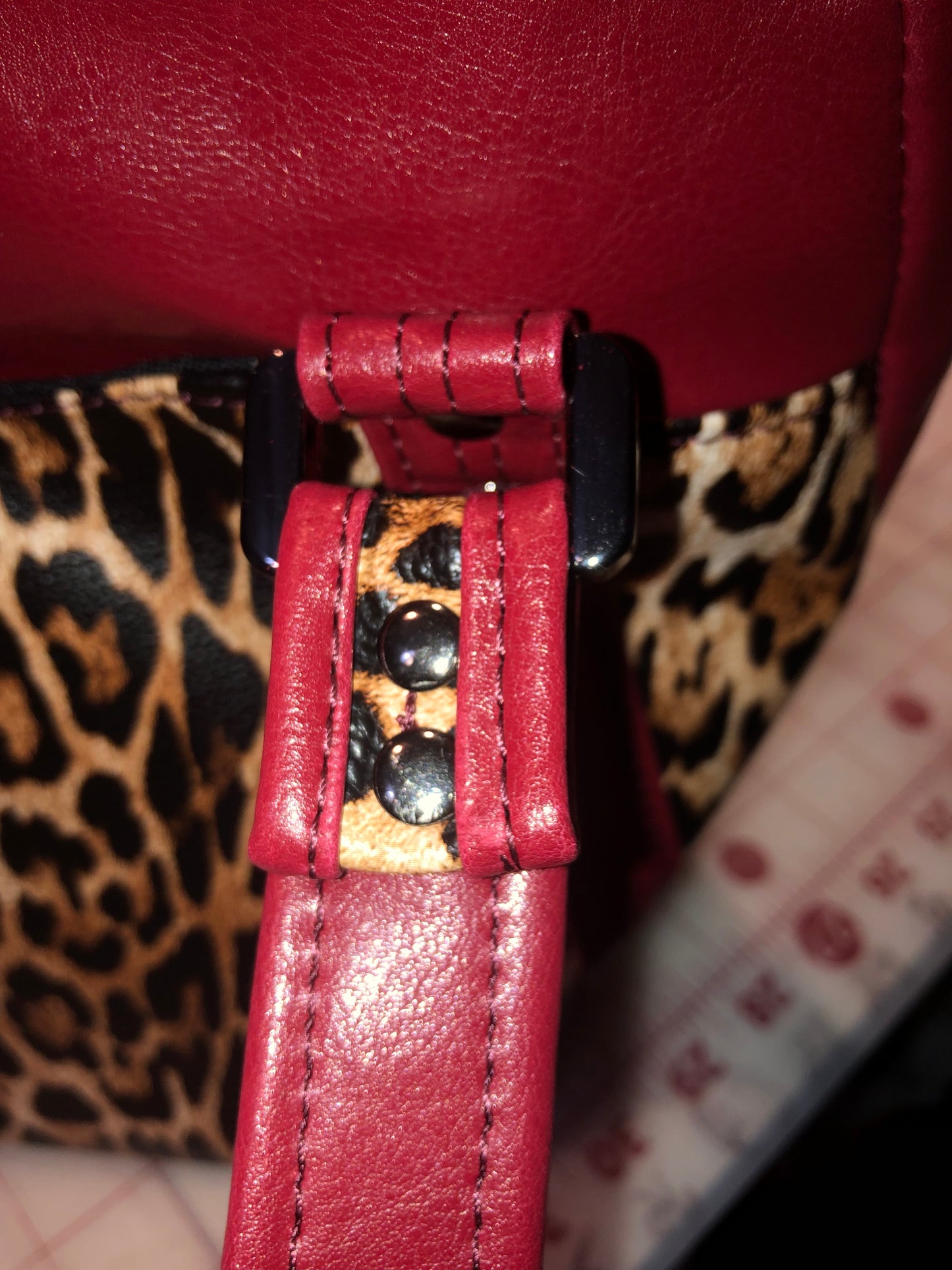SOLD Classy Burgandy vinyl and animal print handbag/crossbody
