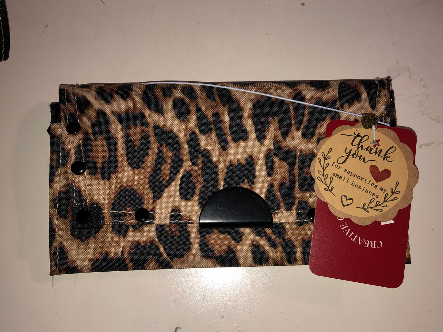Slim lady's animal print canvas wallet
