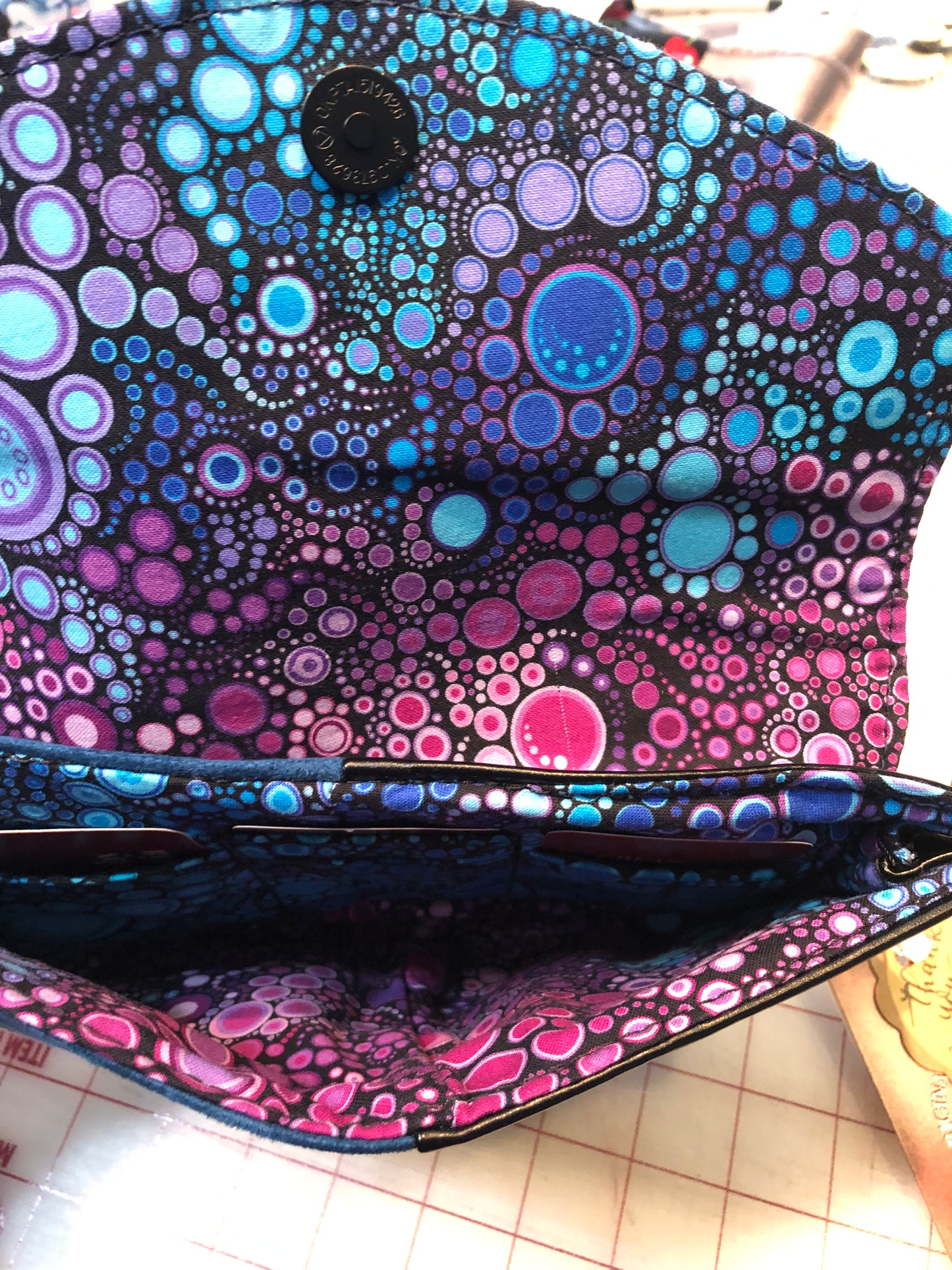 Clutch wristlet in faux suede & vinyl
