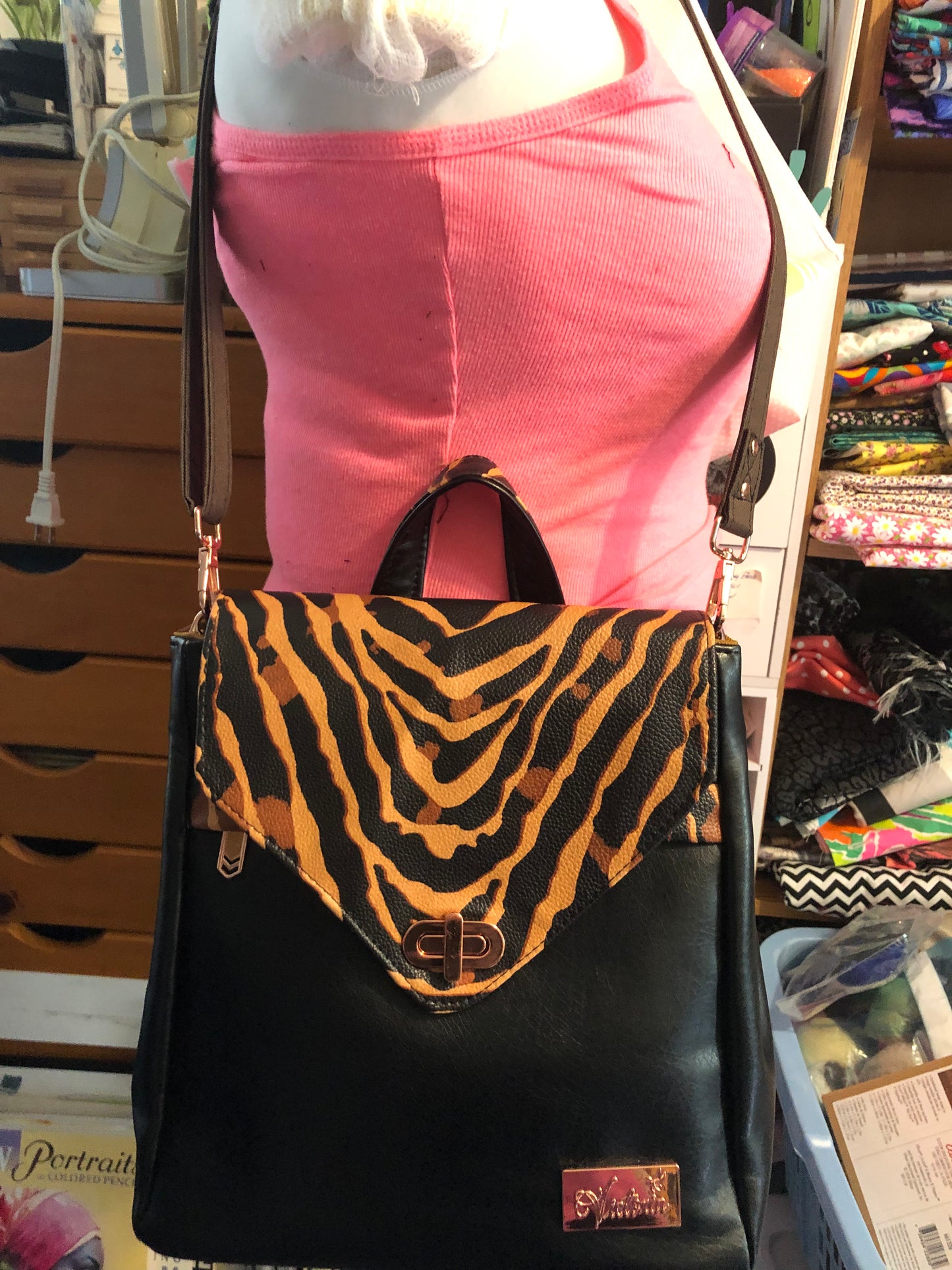 54" adjustable Crossbody strap in brown.