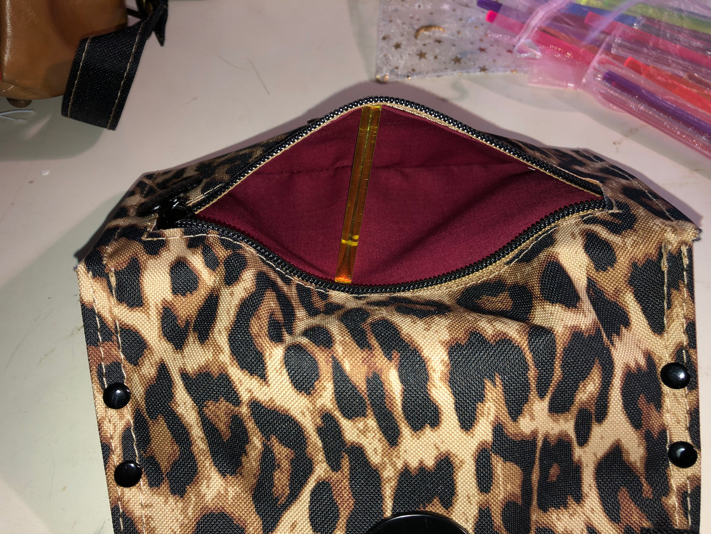 Slim lady's animal print canvas wallet