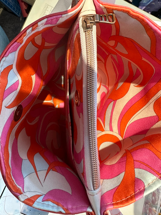 Coral, orange and white handbag/cross body