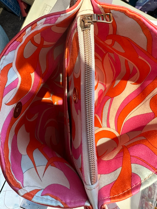 Coral, orange and white handbag/cross body