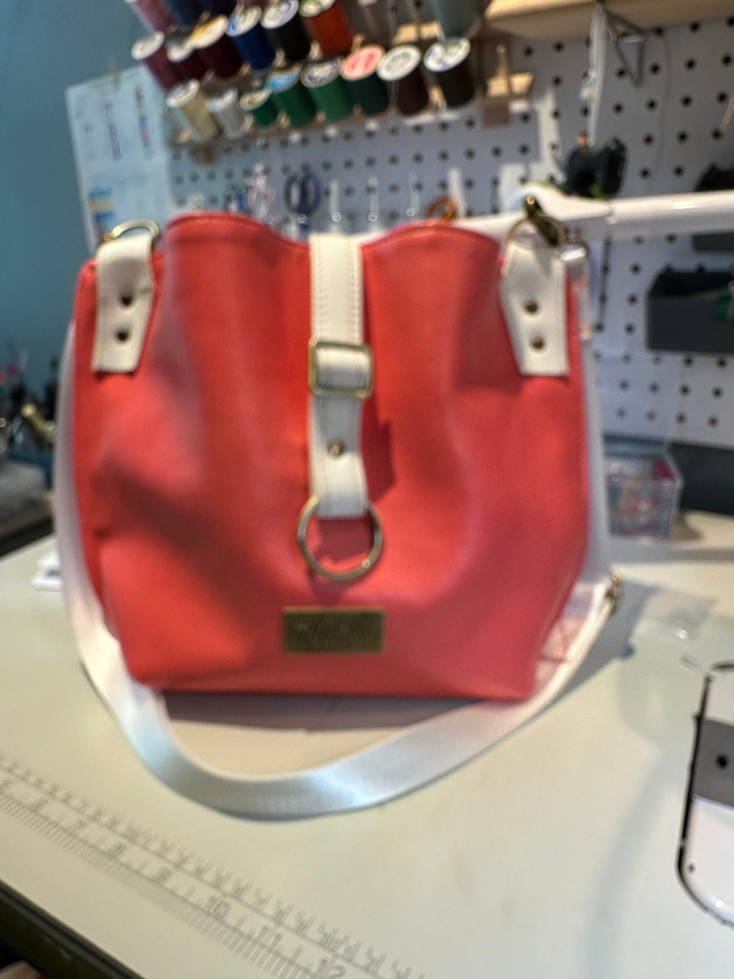 Coral, orange and white handbag/cross body