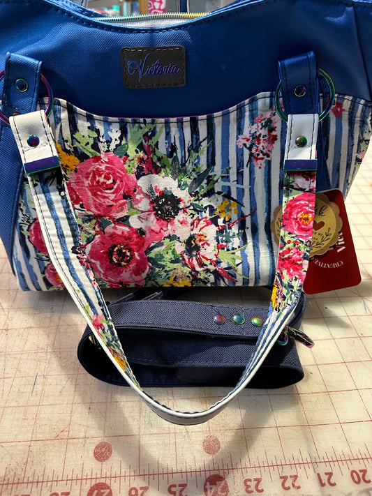 Summer handbag, blue, pink and white