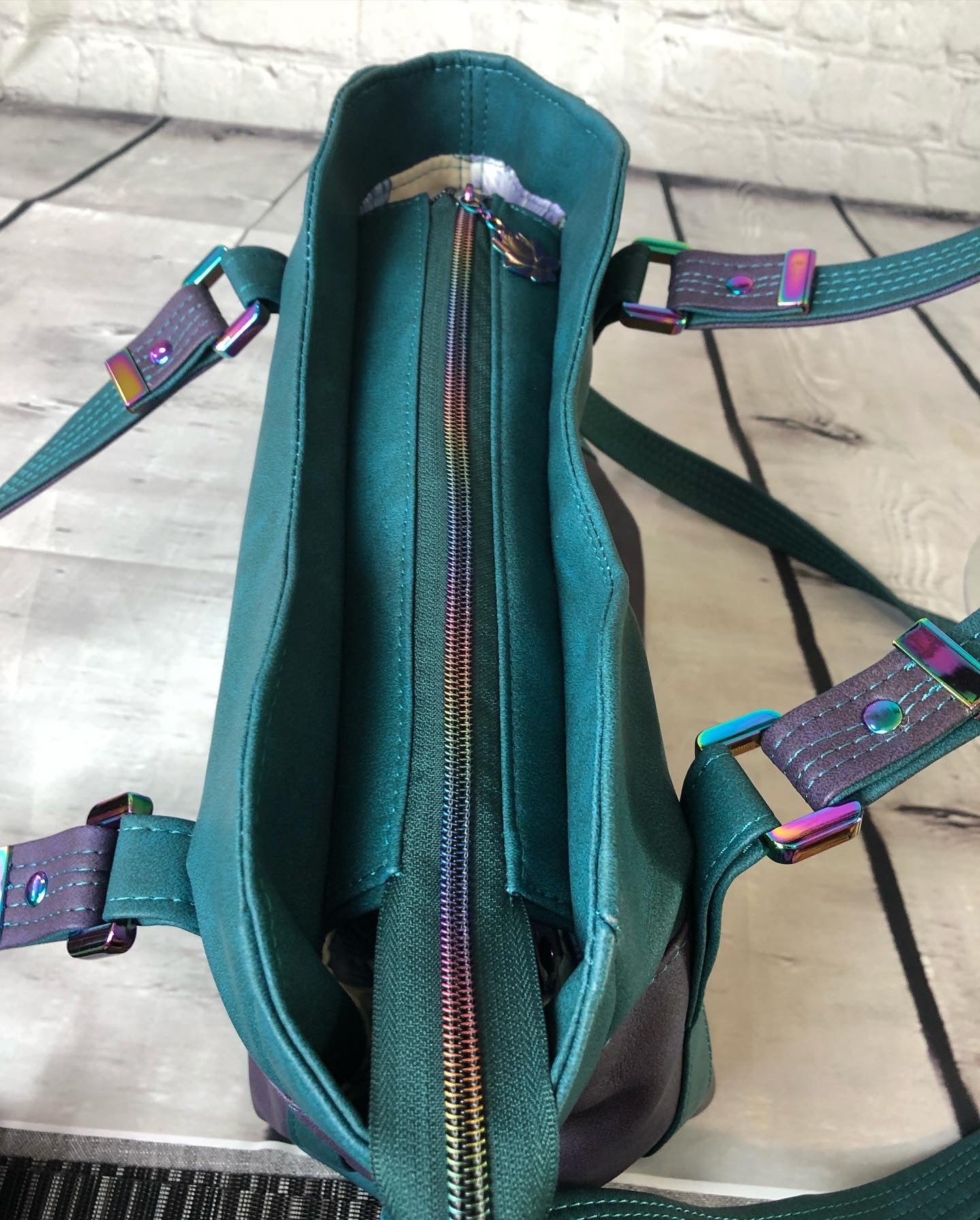 Classy purple and dark teal handbag with crossbody (Reduced price Demo bag)