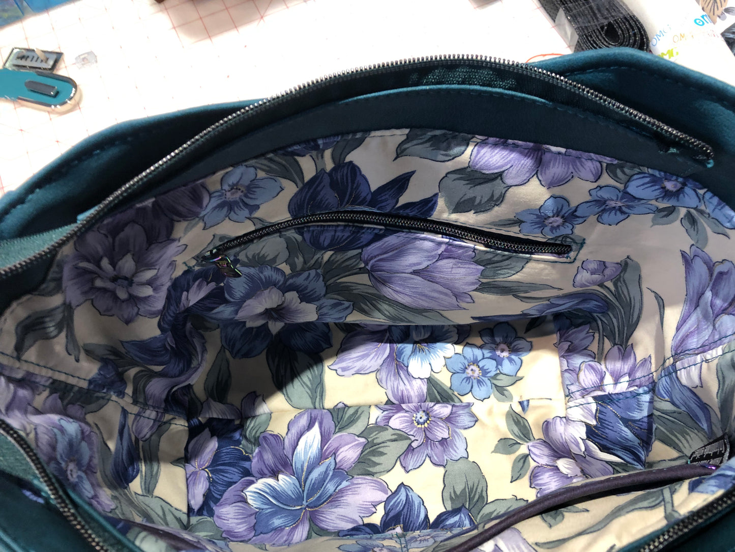 Classy purple and dark teal handbag with crossbody (Reduced price Demo bag)