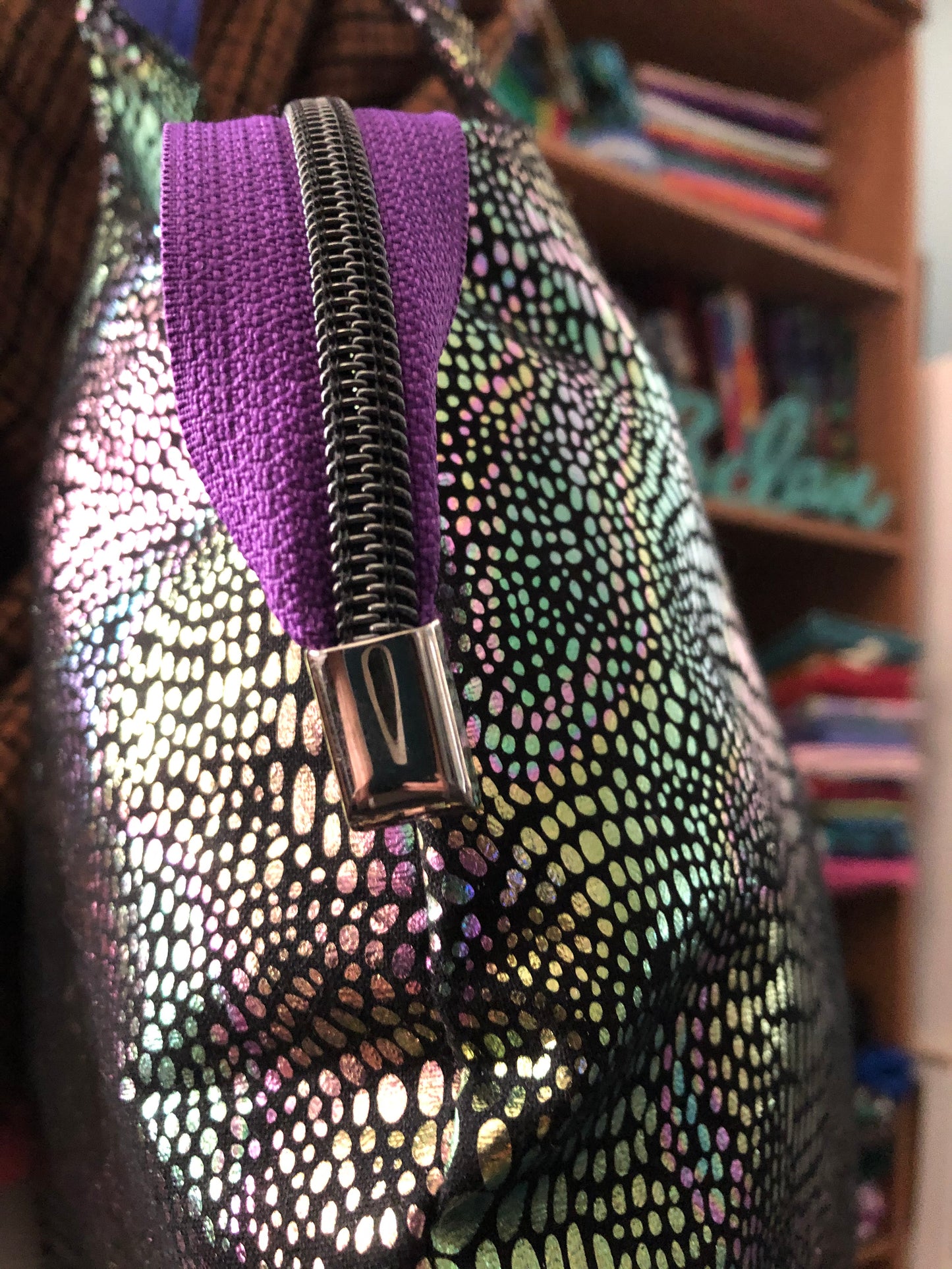 Metallic hobo shoulder bag