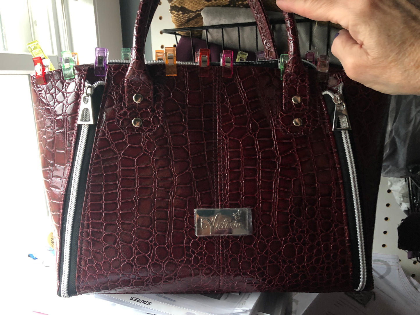 Cherry crocodile handbag