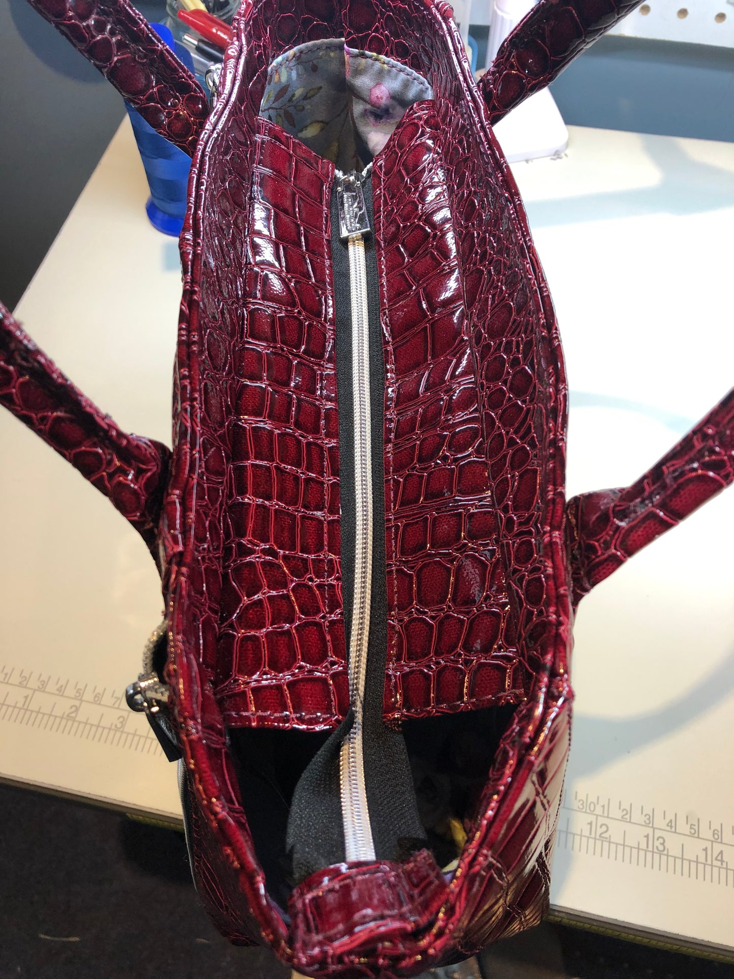 Cherry crocodile handbag