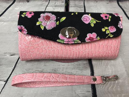 cotton floral flap and pink vinyl body