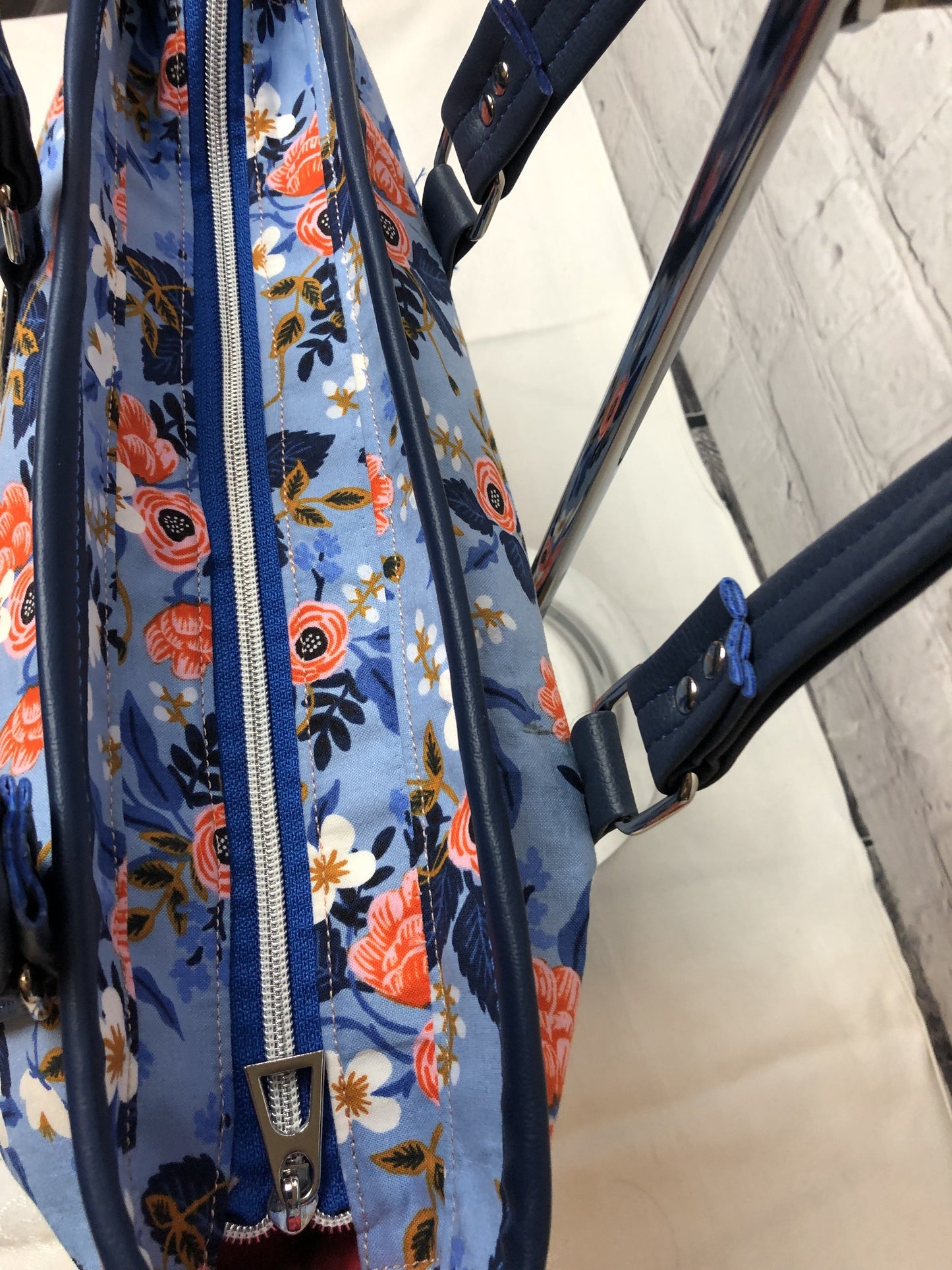 Navy floral tote