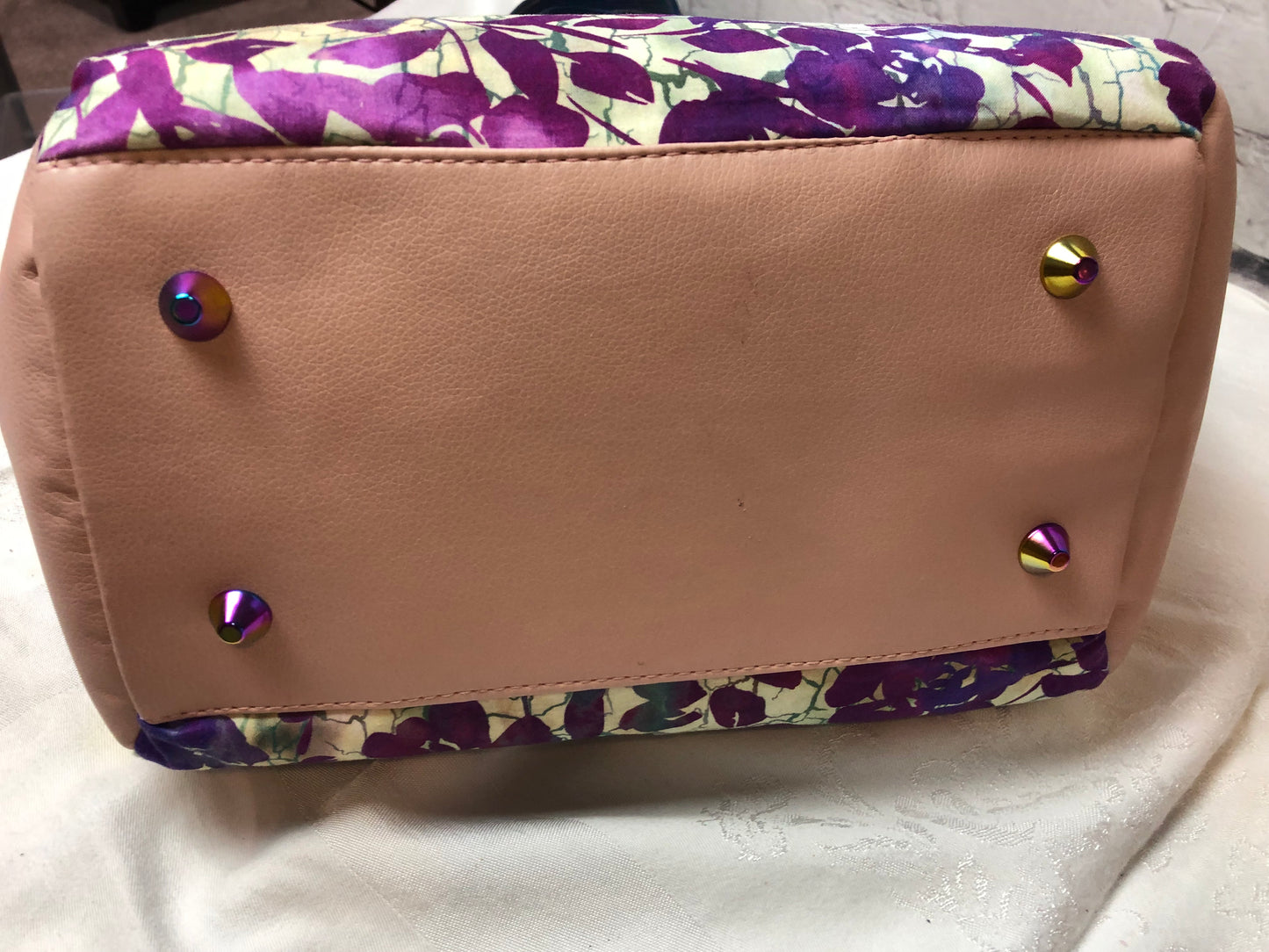 Large pink vinyl tote