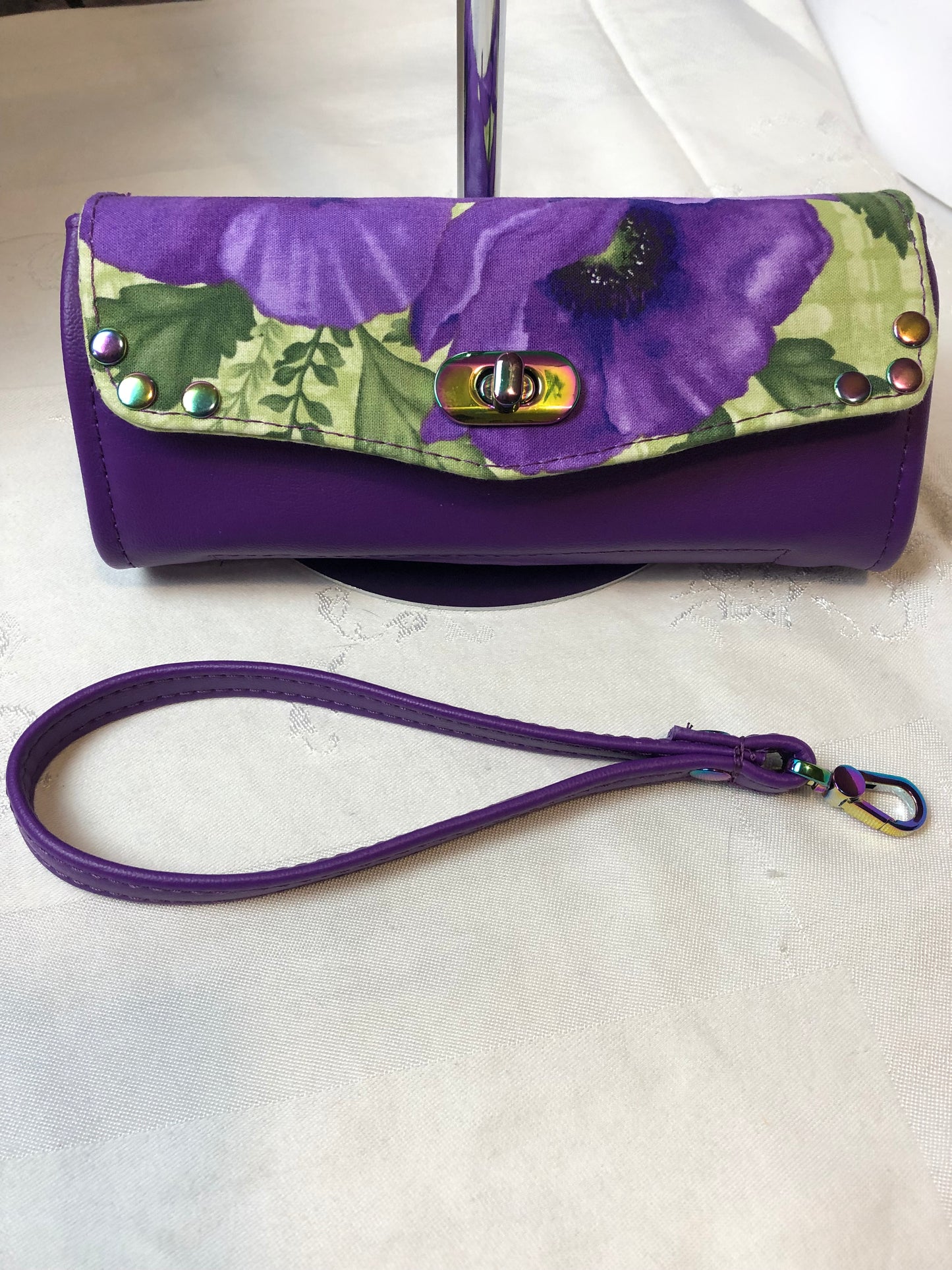 Purple poppy clutch wallet/wristlet