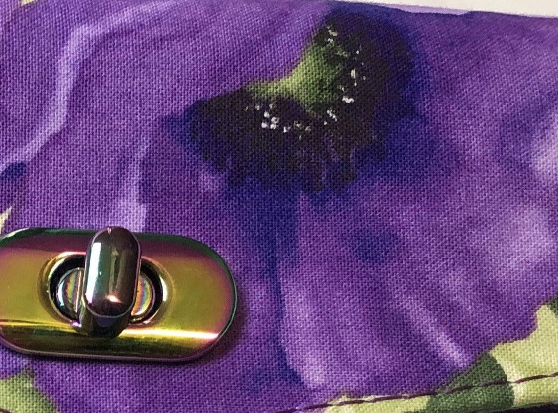 Purple poppy clutch wallet/wristlet