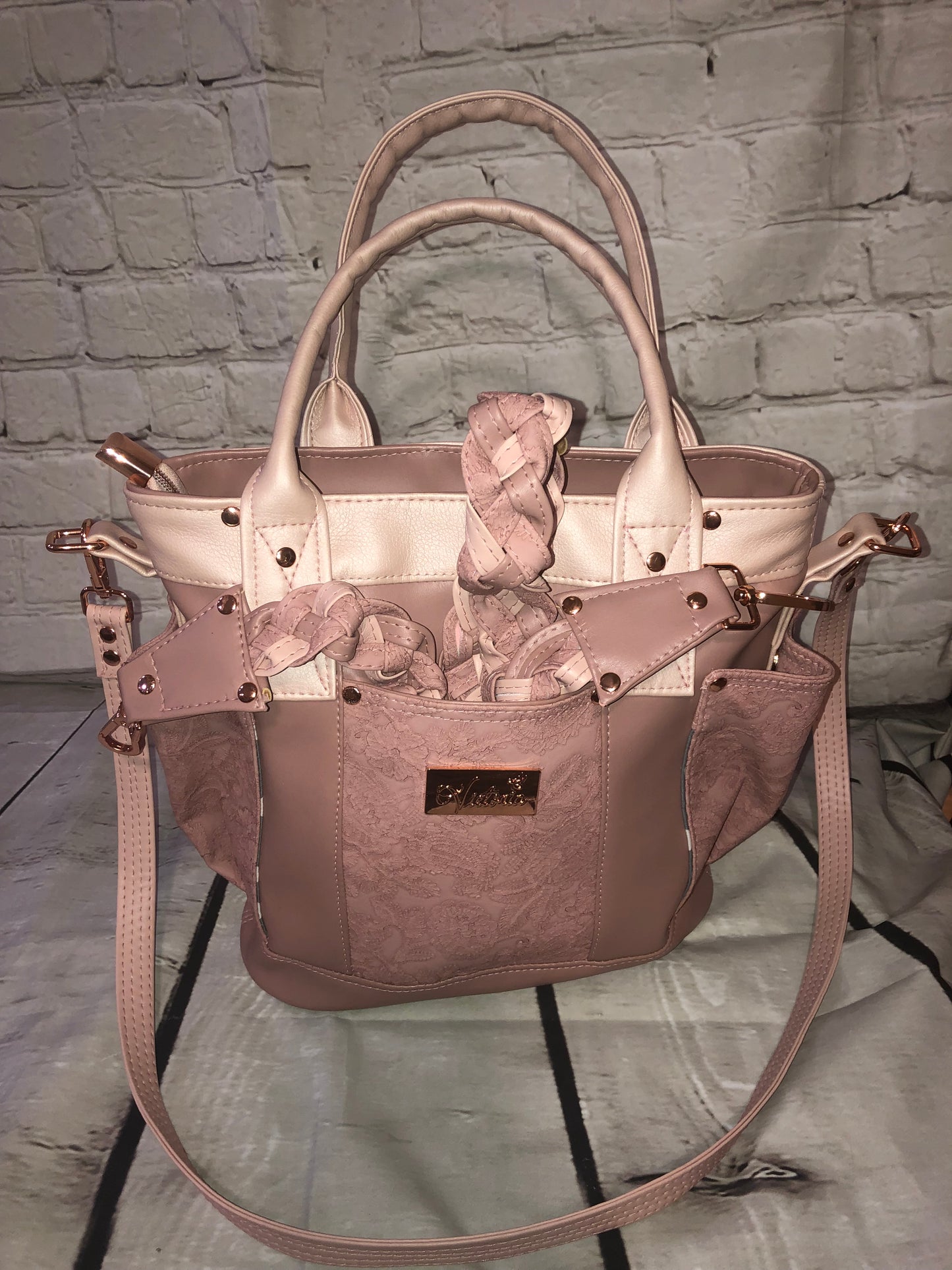 SOLD Zoella Blush handbag with rolled handles and 2 shoulder straps