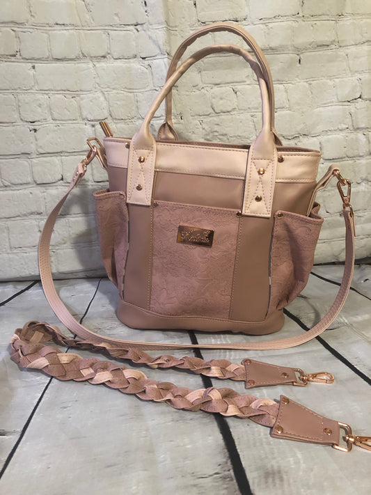 Zoella 4 exterior pockets two tone blush 2 straps