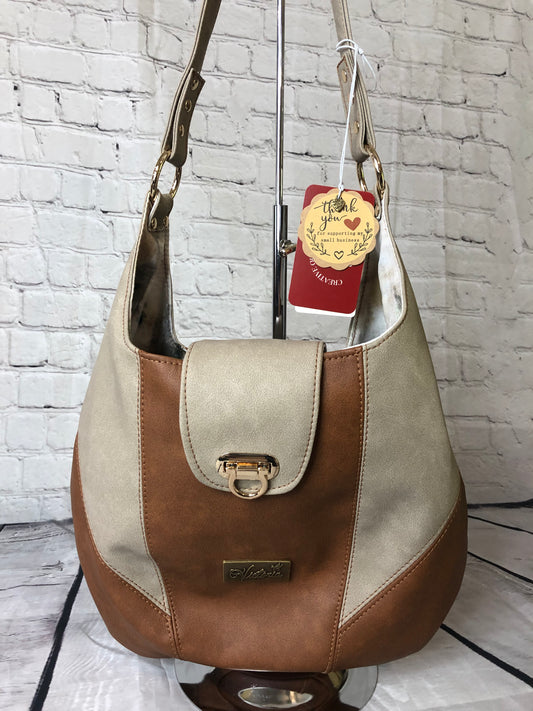 SOLD-----Tan and Beigh hobo bag