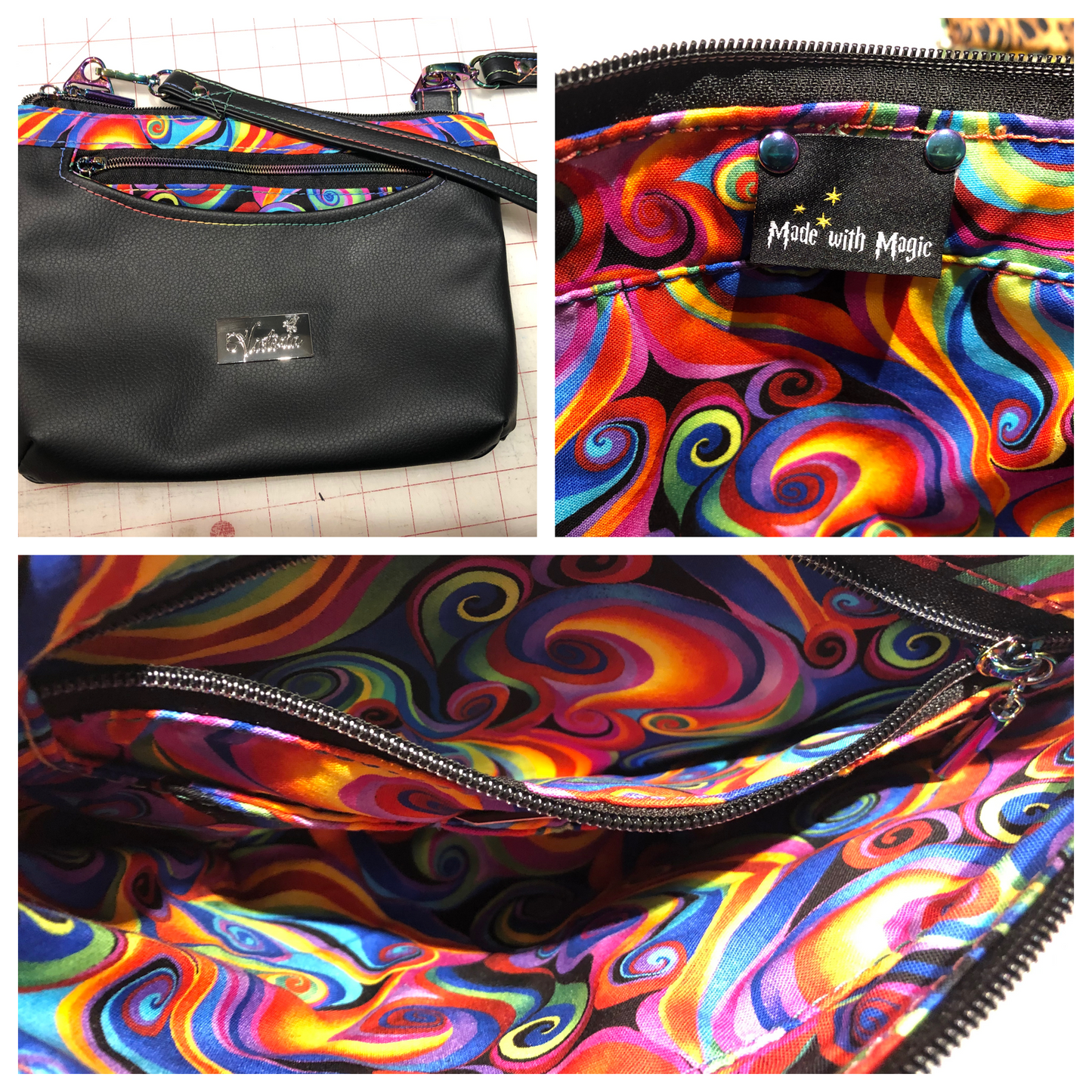 SOLD Black rainbow crossbody