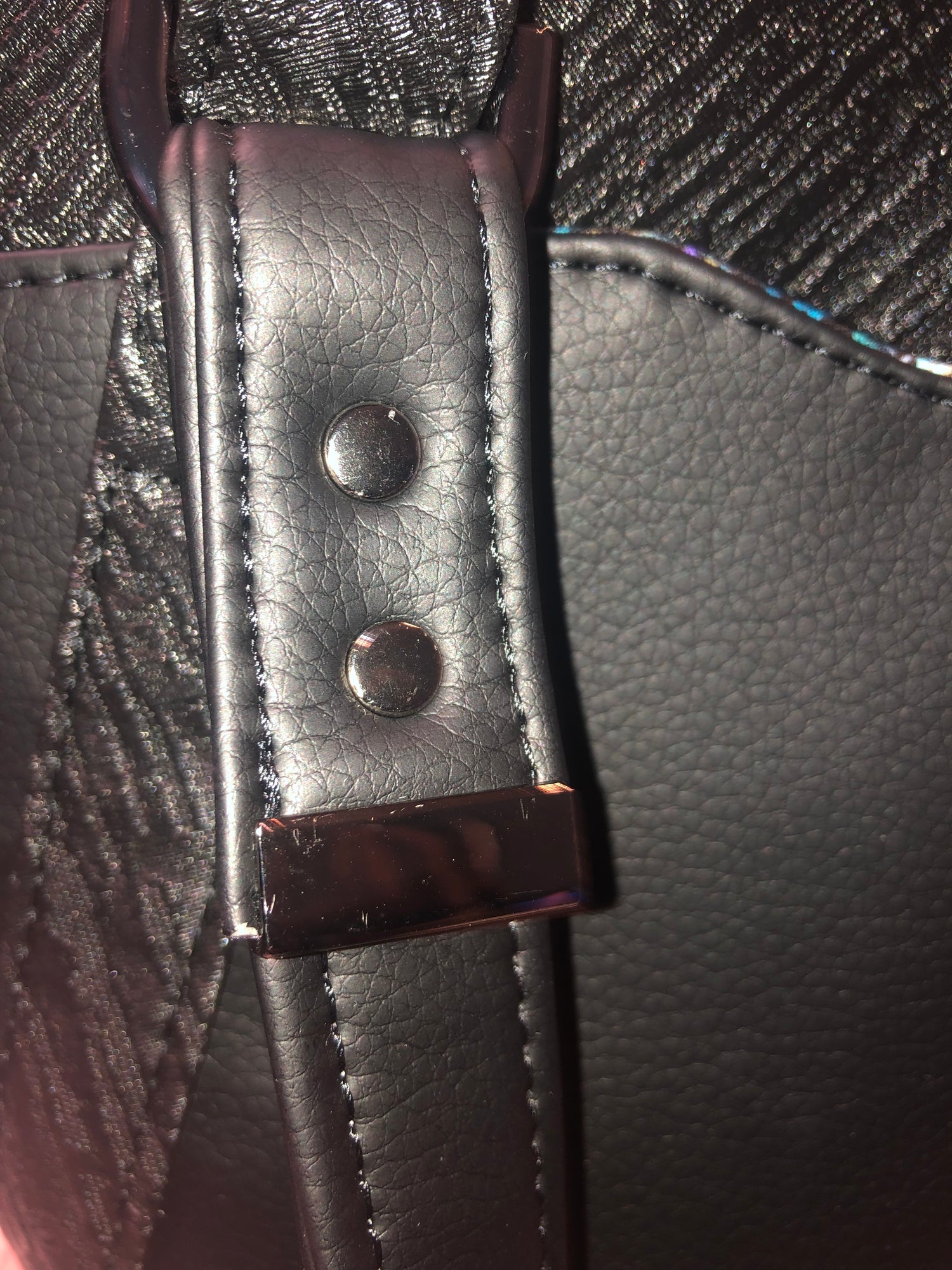 Gun metal strap ends show when straps fall down so no raw edges.